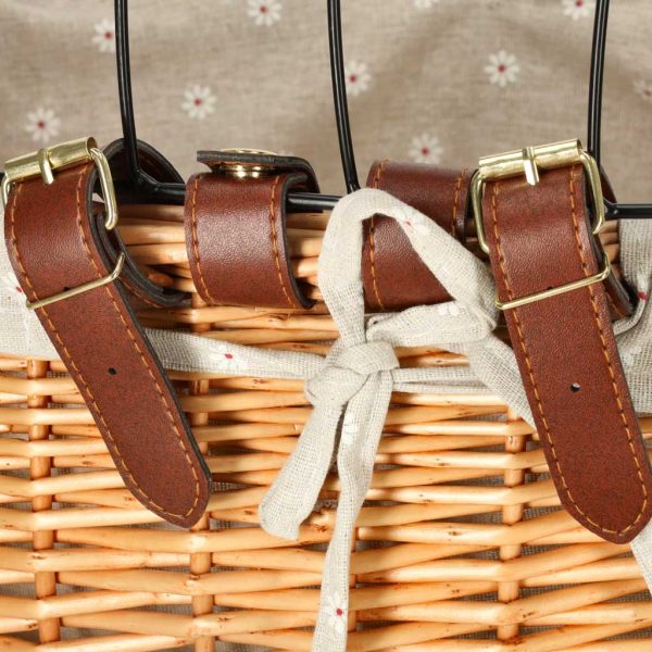 Rattan bicycle basket with metal frame