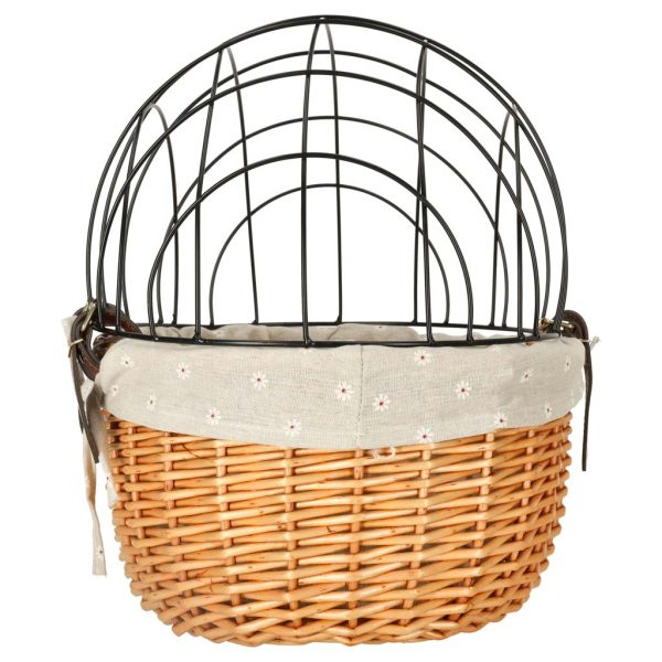 Rattan bicycle basket with metal frame