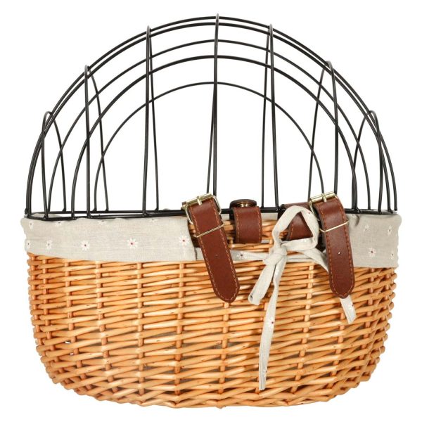 Rattan bicycle basket with metal frame