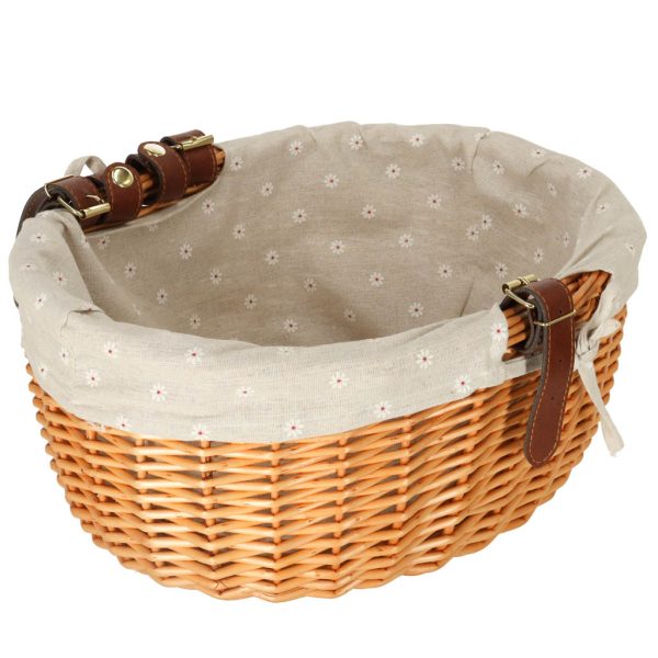 Rattan bicycle basket with metal frame