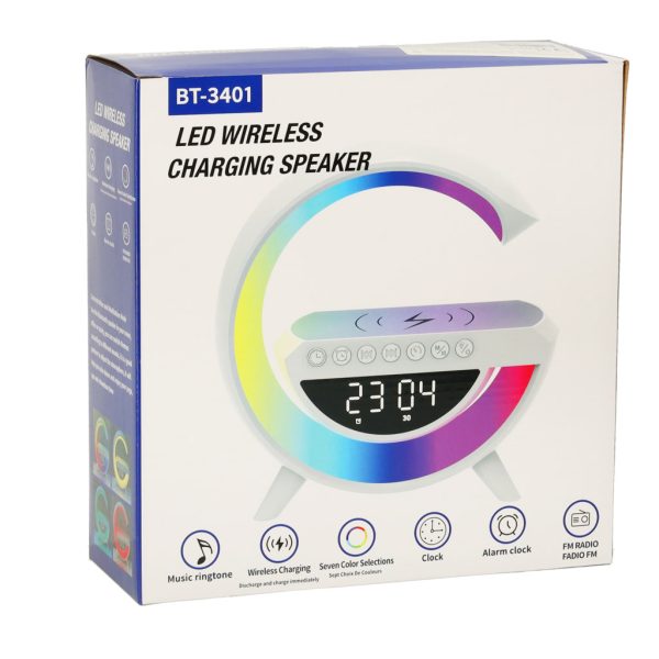 LED RBG light with wireless charger radio alarm clock