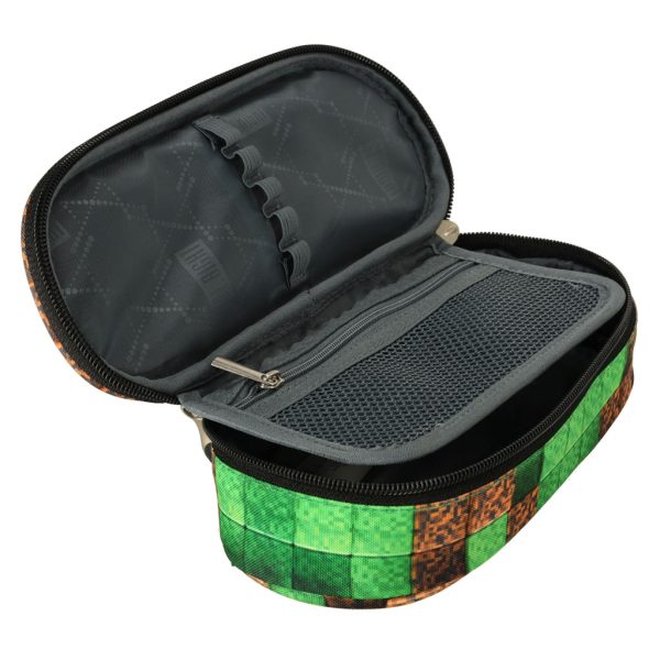 Padded sachet pencil case with flap pixel cubes
