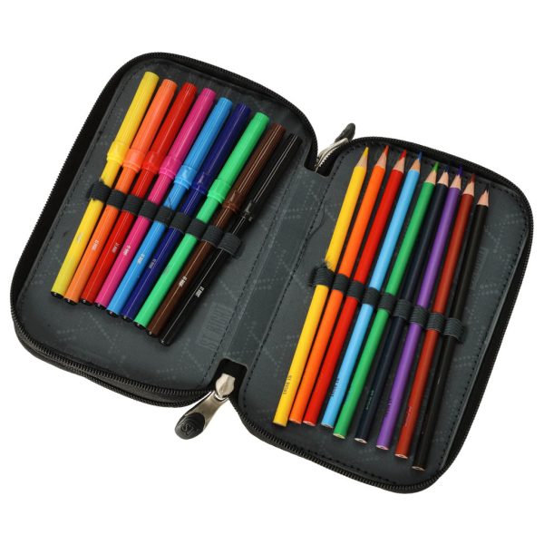 Double pencil case with accessories Chessboard Crush