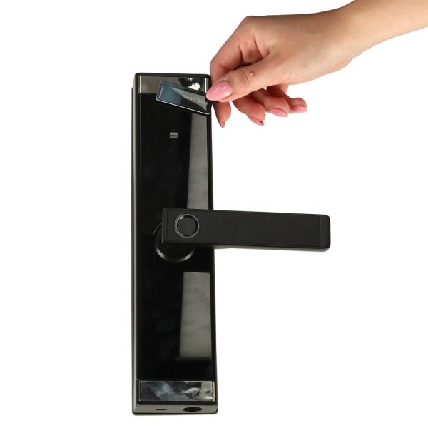 Code fingerprint door handle card black
