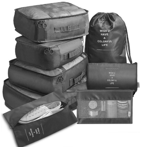Suitcase organizers travel set 7 pieces grey skinstars.lt