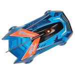 RC laser-controlled car driving on a wall on laser blue