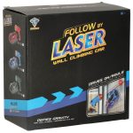 RC laser-controlled car driving on a wall on laser grey