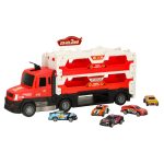 Car transporter truck folding vehicle XXL 6 cars red