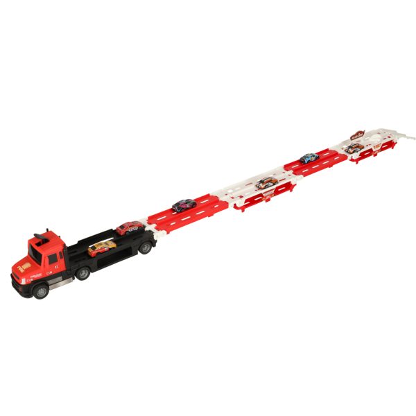 Car transporter truck folding vehicle XXL 6 cars red