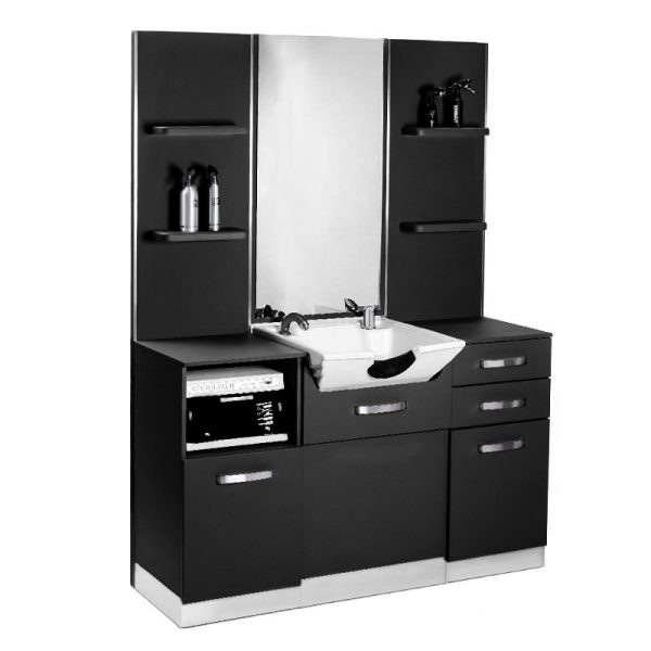 Barber console with wash basin Gabbiano B085 black