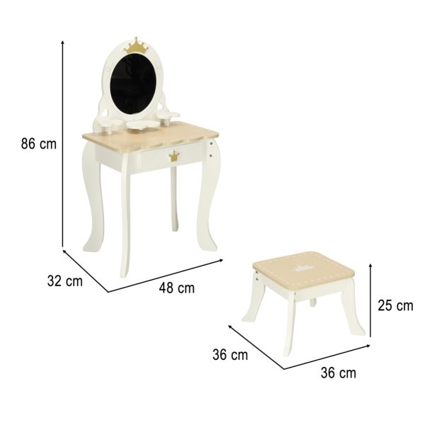 Wooden Vanity Table with Accessories