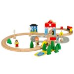 Wooden train locomotive railroad city 50pcs