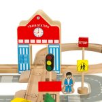 Wooden train locomotive railroad city 50pcs