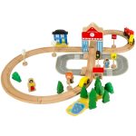 Wooden train locomotive railroad city 50pcs