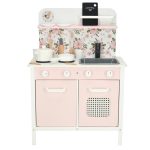 Wooden kitchen pink flowers oven LULILO
