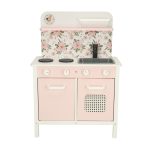 Wooden kitchen pink flowers oven LULILO