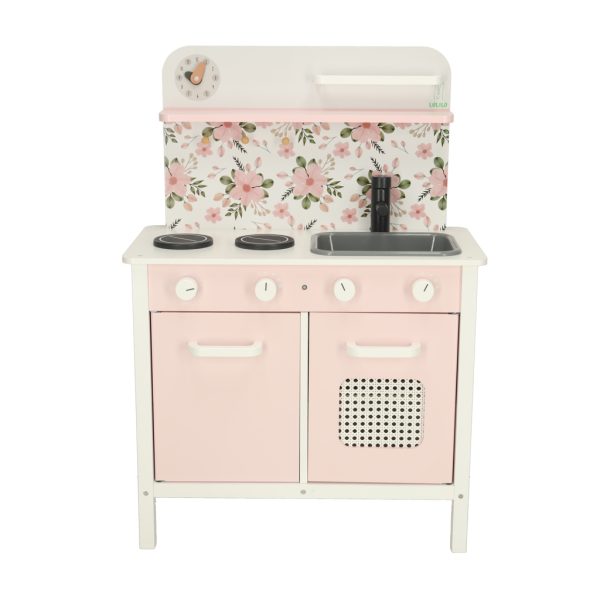 Wooden kitchen pink flowers oven LULILO