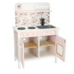 Wooden kitchen pink flowers oven LULILO
