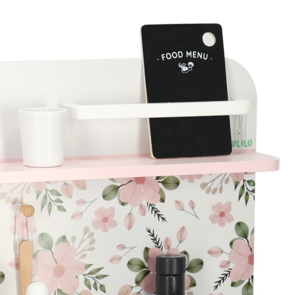 Wooden kitchen pink flowers oven LULILO