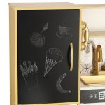 Childrens wooden kitchen with fridge gold