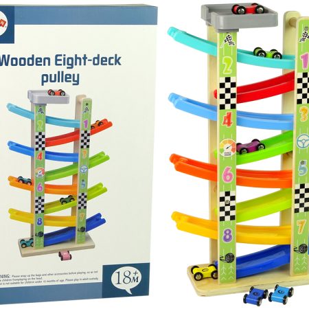 Wooden Slide Car Track 8 floors Cars