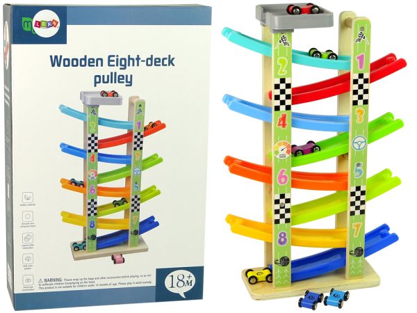 Wooden Slide Car Track 8 floors Cars