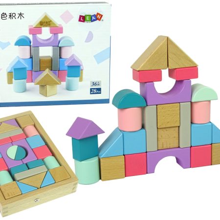 Wooden Bricks Pastel Colours 28 Pieces Castle
