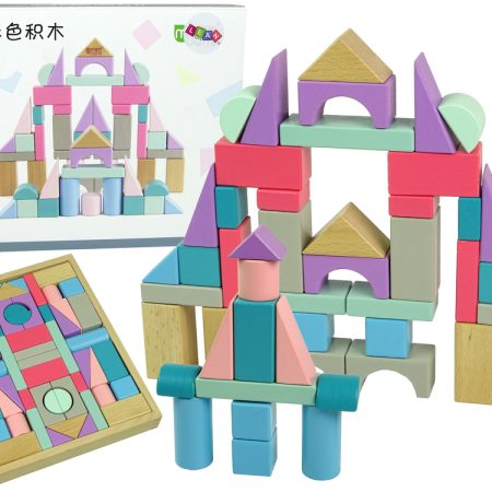 Wooden Bricks Pastel Colours 55 Pieces Castle