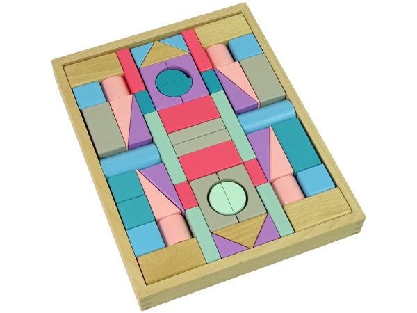 Wooden Bricks Pastel Colours 55 Pieces Castle