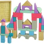 Wooden Bricks Pastel Colours 55 Pieces Castle