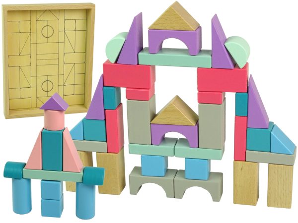 Wooden Bricks Pastel Colours 55 Pieces Castle