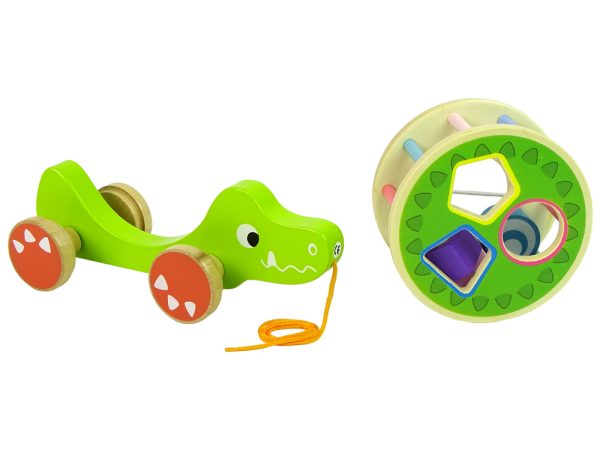 Crocodile Pull-On Wheels Wooden Block Sorter