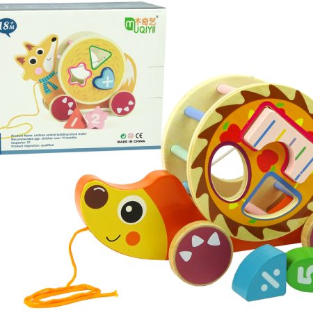 Pulling Hedgehog On Wheels Wooden Blocks Sorter