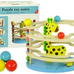 Wooden Giraffe Ball Slide Beads