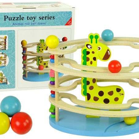 Wooden Giraffe Ball Slide Beads