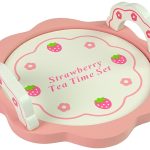 Wooden Tea Set Pink Flowers Pitcher Tray