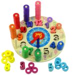 Educational Wooden Baby Clock Colours Shapes Learning to Count