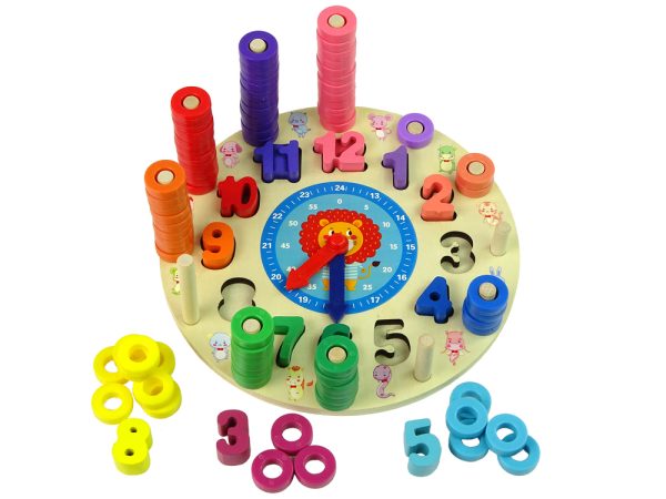 Educational Wooden Baby Clock Colours Shapes Learning to Count