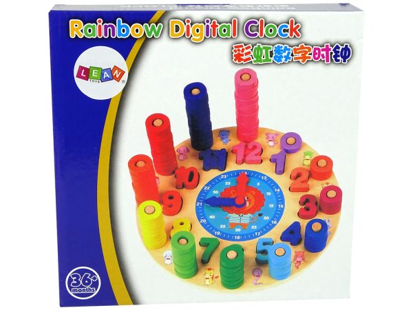 Educational Wooden Baby Clock Colours Shapes Learning to Count