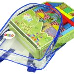 Set of Wooden Bricks with Animals Castle in a Backpack