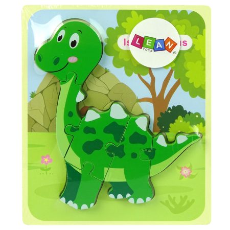 Wooden Isanosaurus Green Dinosaur Puzzle
