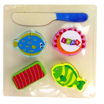 Wooden Set Of Fish Meat Dishes For Slicing