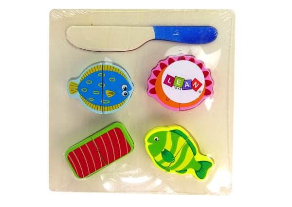 Wooden Set Of Fish Meat Dishes For Slicing