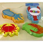Wooden Set Of Fish Meat Dishes For Slicing