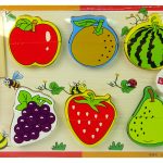 Wooden Fruit Chopping Set 6 Pieces Strawberry Pear Grape