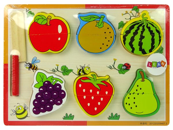 Wooden Fruit Chopping Set 6 Pieces Strawberry Pear Grape