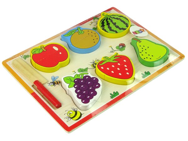 Wooden Fruit Chopping Set 6 Pieces Strawberry Pear Grape