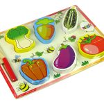 Wooden Vegetable Chopping Set 6 Pieces Tomato Peppers Cucumber
