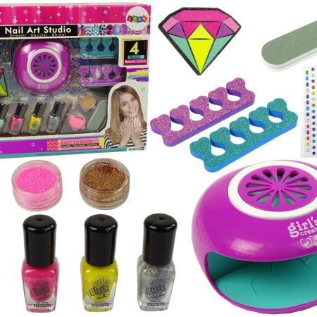 Nail Polish Set Hairdryer Diamonds Glitter