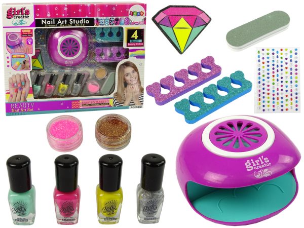 Nail Polish Set Hairdryer Diamonds Glitter